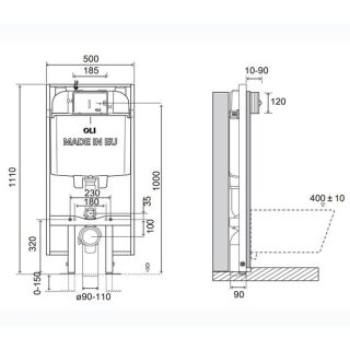 Инсталляция OLI74 PLUS SANITARBLOCK S90,  под механическую панель слива.